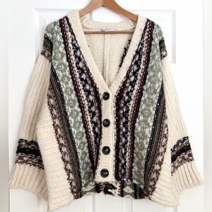 Zara Chunky Knit Cardigan Size M